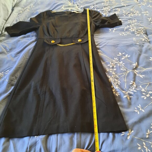 Trina Turk Vintage Gold Waist-Chain Sheath Dress Style# 2116232 - Black, Size S - Picture 15 of 16